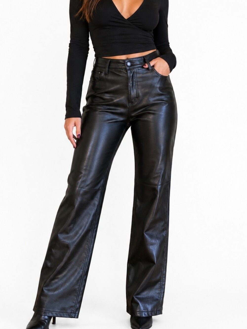 Abercrombie & Fitch Black Straight Faux Leather Womens Jeans Size 29